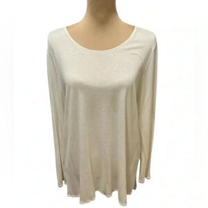 J. Jill Women Petite Large Tunic Long Sleeve Top White Cream Pullover Casual EUC